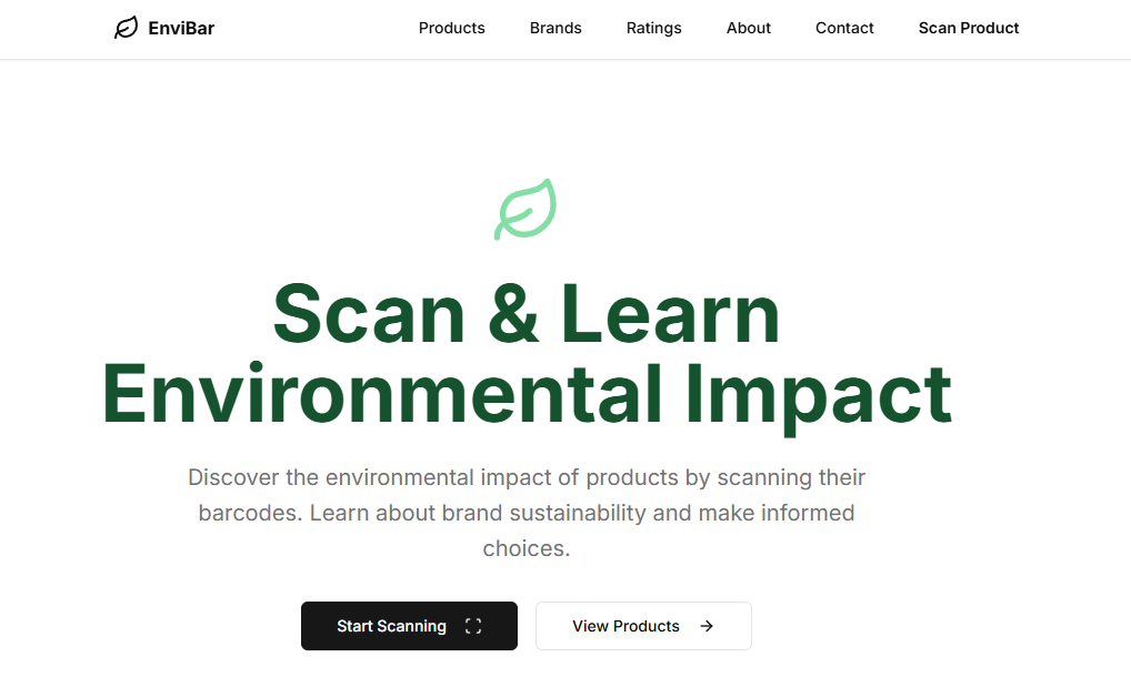 Screenshot of EnviBar project showing the main interface